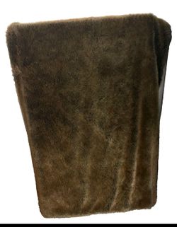 Restoration Hardware Luxe Faux Fur Throw Blanket Brown 49x56 Plush Cozy