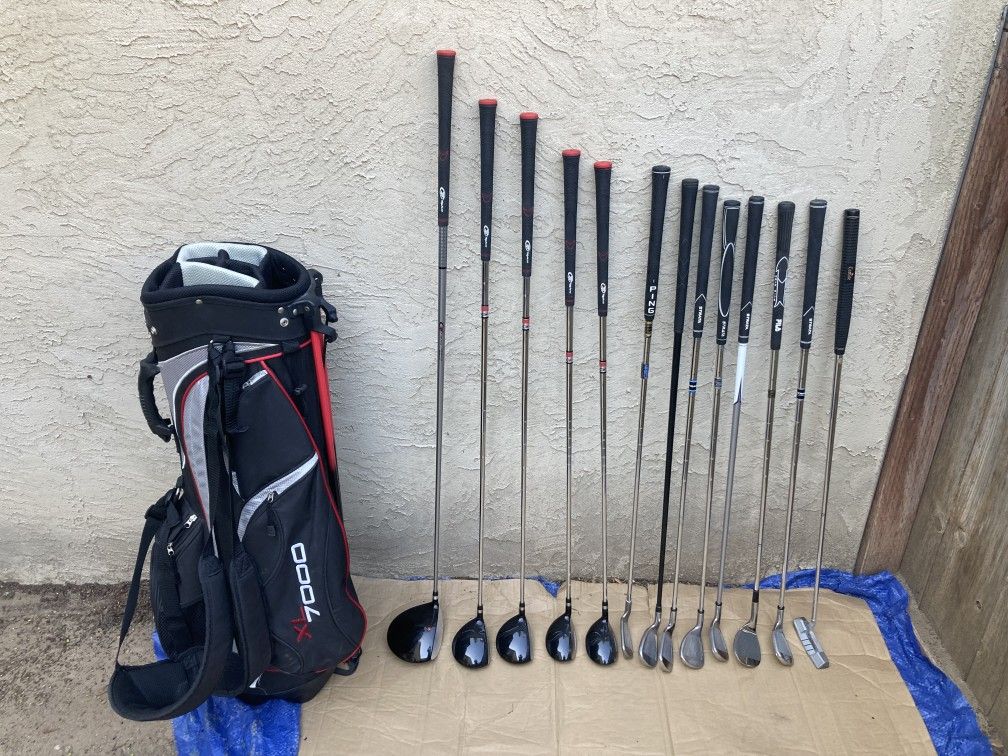 Variety Of Right Golf Clubs & Top Flite Bag