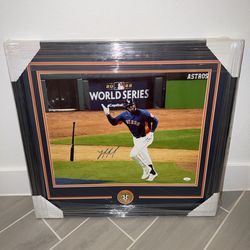 Yordan Alvarez Signed 2022 World Series Framed Photo – Premium Astros Collectible (Authenticated)