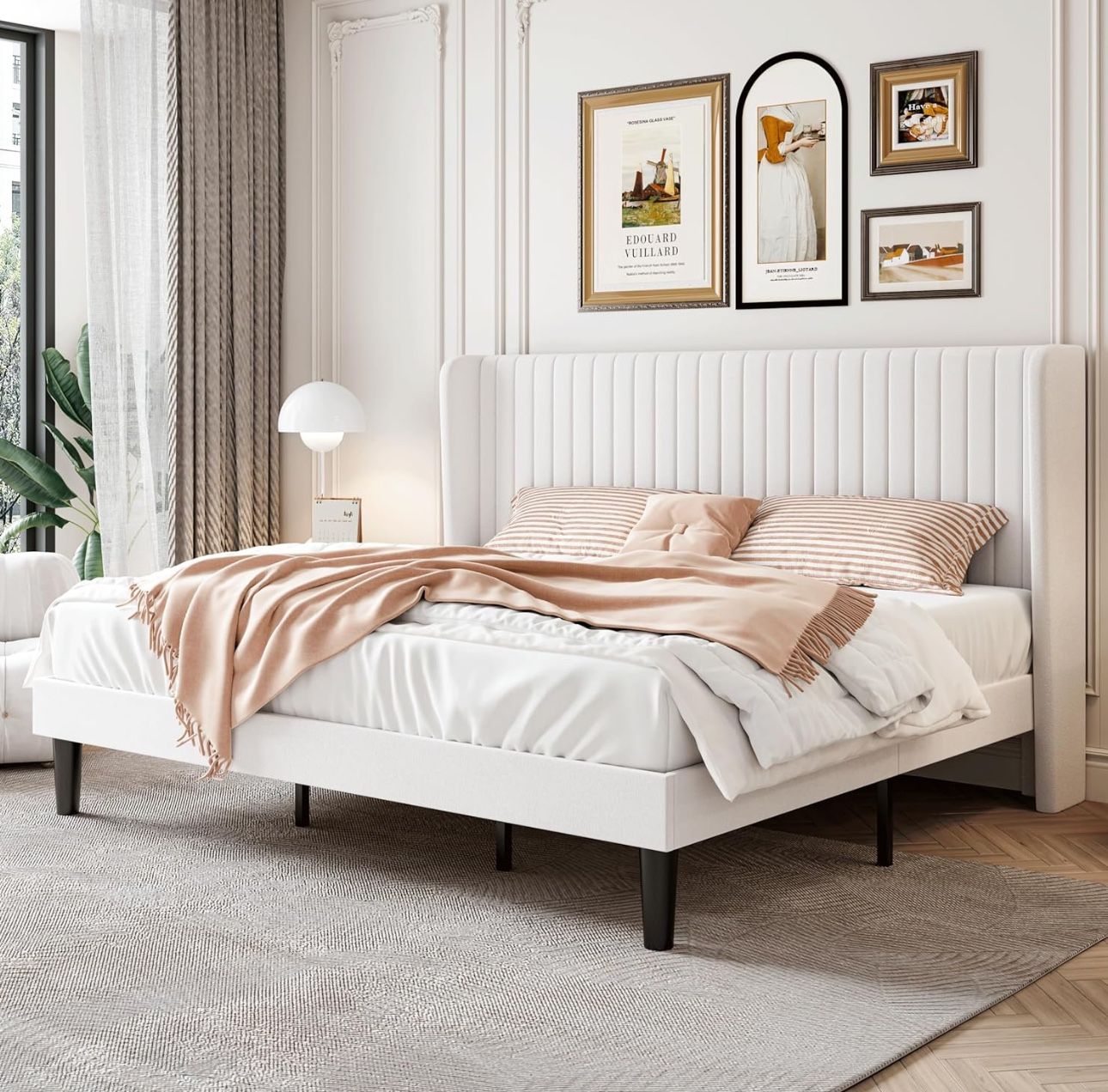 King Bed White In Box , No Box Spring Needed .