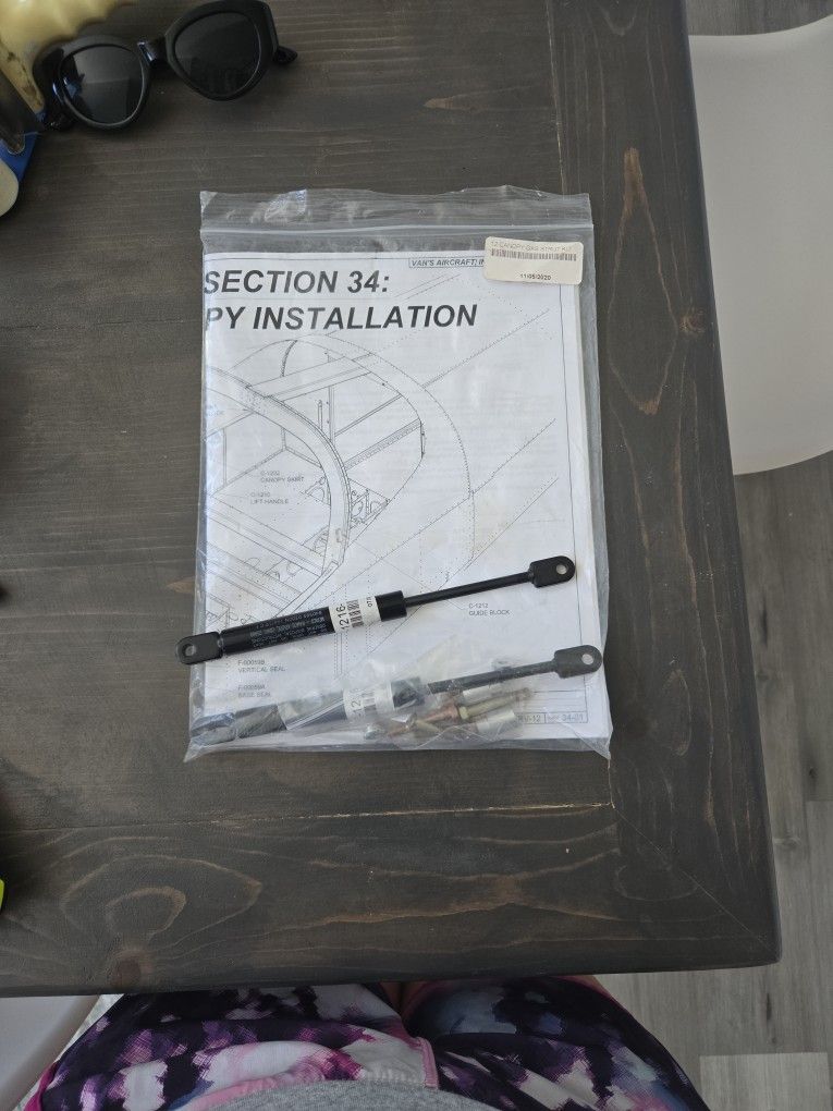New Vans Aircraft Canopy Gas Strut Kit Part Number C - 1216 - 1