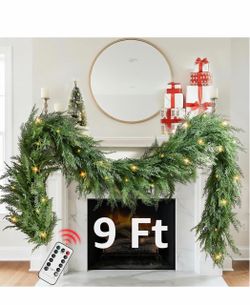 9ft for Mantle Lighted Faux Pine Garlands
