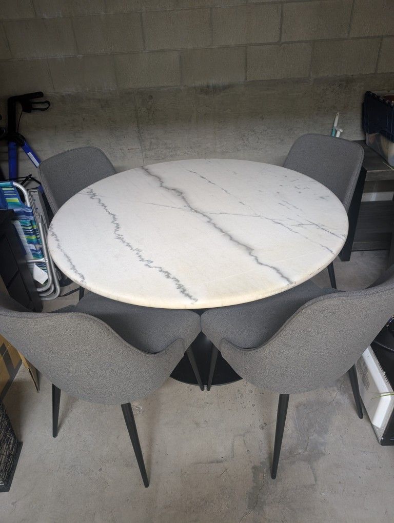 Marble Dining Room Table and Chairs