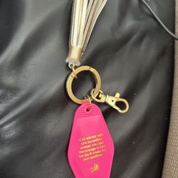Lilly Pulitzer Keychain with Tassel logo accessory   Ring bright pink