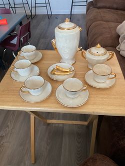 White and Gold Porcelain Tea Set