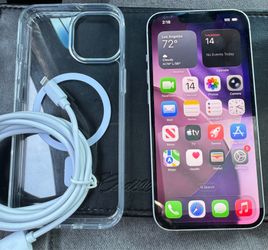 iPhone 14 128gb for t mobile or sprint it’s a 9 out of 10 works perfect with accessories 90 day warranty can deliver