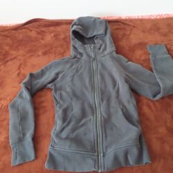 Lululemon Scuba Hoodie Full Zip Thumbholes Women 4 grey LW4AWMS Sz 4