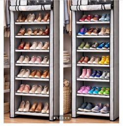 8-Tier Freestanding Shoe Rack with Cover