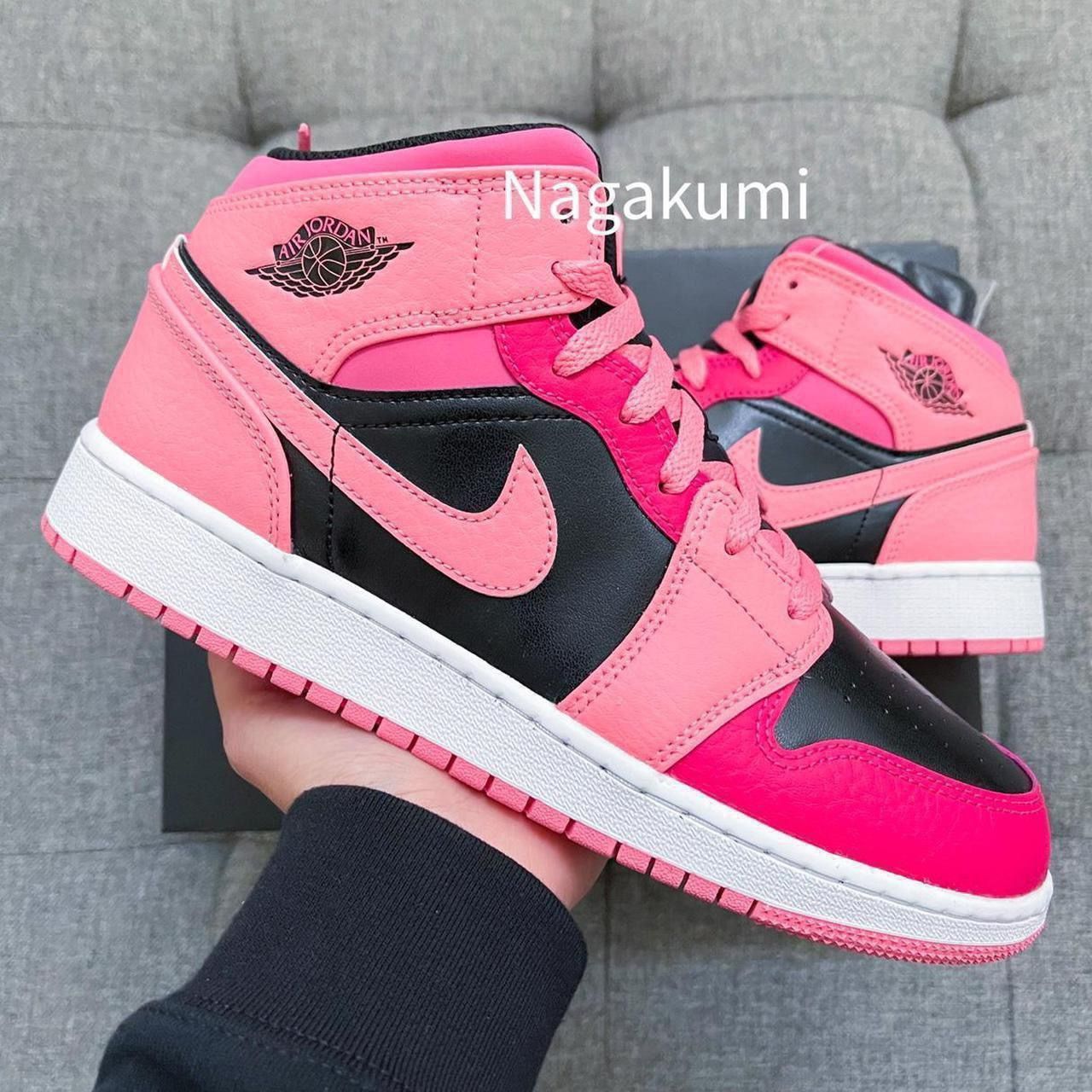 💖🖤 Nike Air Jordan 1 Mid Black Pink 5.5Y 7 6Y 7.5 