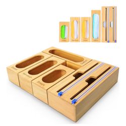 Individual Storage Bag Organizer for Kitchen Drawer, Bamboo with Foil and Plastic Wrap Organizer for Kitchen Organizers and Storage, for Gallon, Quart