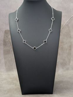 Solid Silver Clover Adjustable Necklace