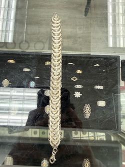Vintage 925 Sterling Silver Wide Filigree Link Bracelet – 7”