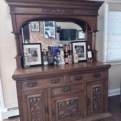 Antique Mirror Hutch With Sideboard 