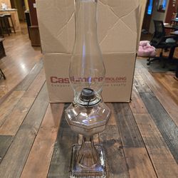 Vintage Rose Glass Oil Lamp Hurricane Style, square base