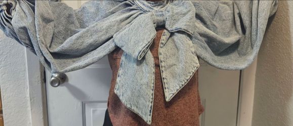 Akira Light Blue Denim Dream Puff Sleeve Top