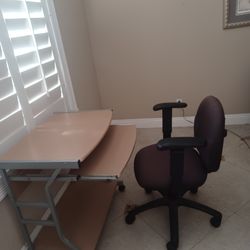Desk With Keyboard Drawer And Adjustable Arm Chair Both For$65
