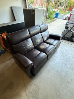 Dark Brown Leather Reclining Sofa