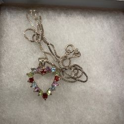 Real Gemstone Sterling Silver Necklace 