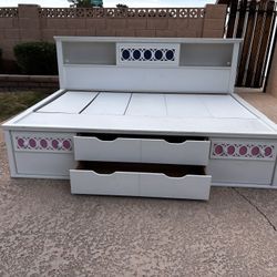 Full Size Bed With Drawers (minus Mattress) & 5 Drawer White Dresser 