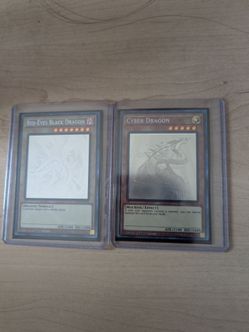 Yu-Gi-Oh Ghost rare Cyber dragon and Ghost rare Red Eyes Black Dragon