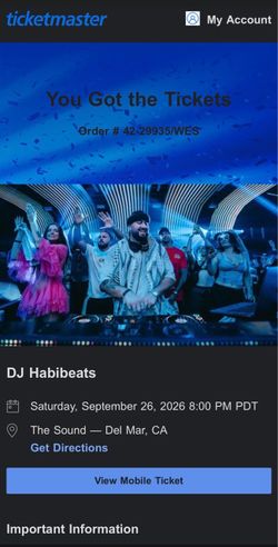 2 DJ Habibi Beats tickets Del Mar San Diego Sept 26th