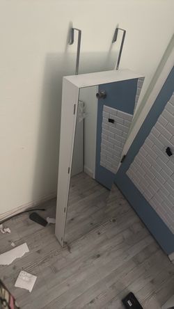 Magnetic hanging jewelry & makeup full length mirror