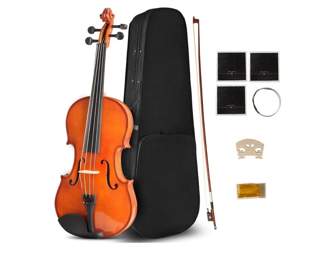 16 Inch MA250 Acoustic Viola, Varnish Solid Wood Viola with Case, Bow, Rosin, Musical Instrument Viola Set for Adults, Beginners Students