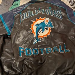 Vintage Miami Dolphins Leather Jacket Coat