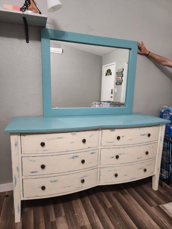 Solid Wood Crate & Barrel Dresser w/ Mirror