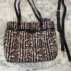 Coach Purse Black And Taupe Print 