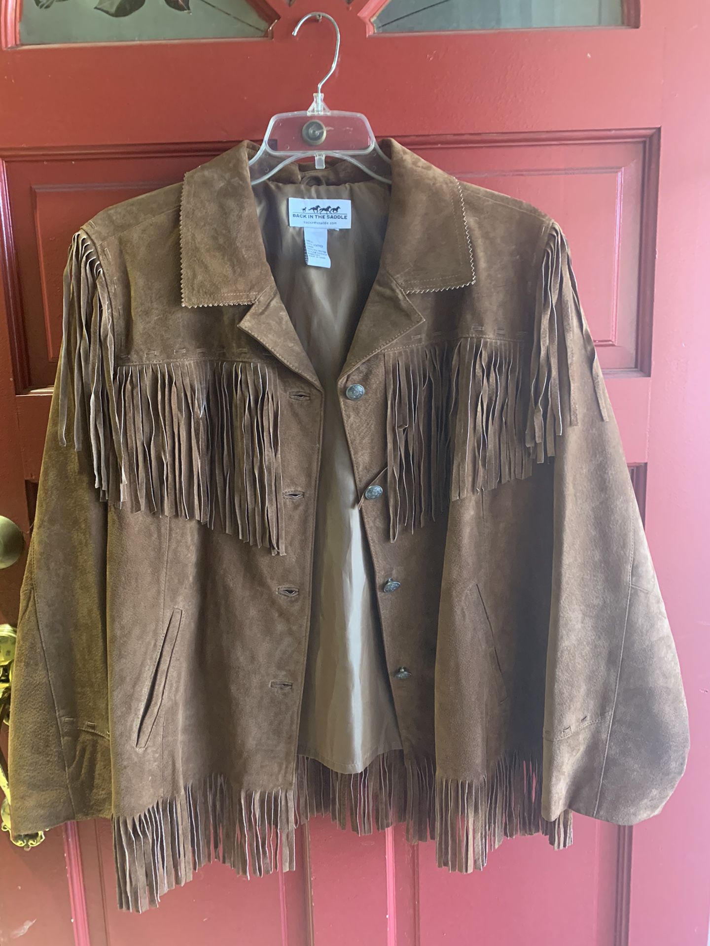 Leather fringe suede XL jacket
