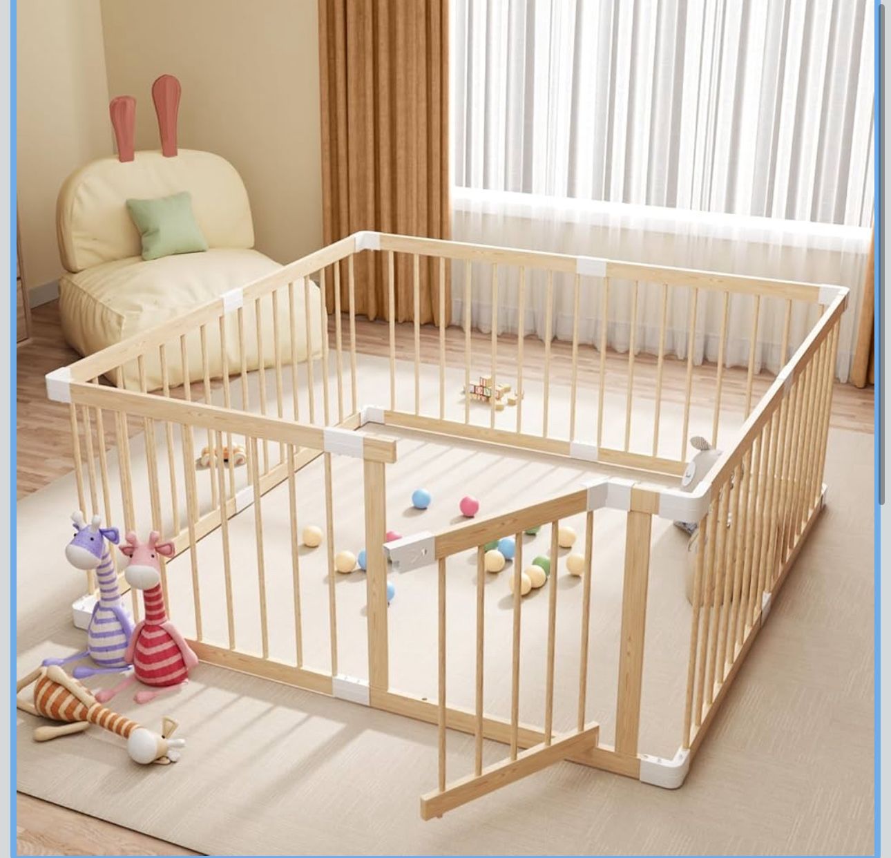 New-Portable Play Pen for Babies,Playpen for Babies and Toddlers,Playpen for Toddlers 1-3,Baby Fence,Security Pen Play Area Indoor,Easy to Assemble(53