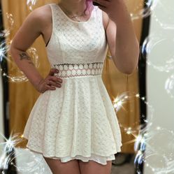 Free People White Woven Fit And Flare Dress 