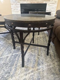Metal and wood tables