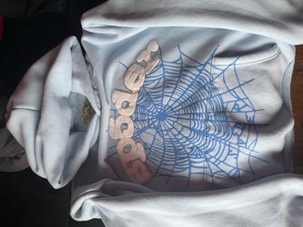 blue sp5der hoodie size small