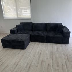 NEW Black Modular Cloud Sectional Couch 🚛 SAME DAY DELIVERY!