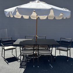 Outdoor Dining Table For 6 With Custom Umbrella 