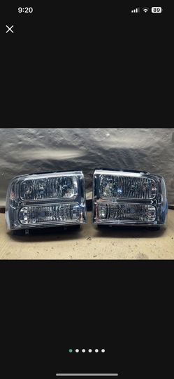 #OH2 2005-2007 Ford F-250/F-350/F-450 F-550 Super Duty Chrome Halogen Headlight Pair