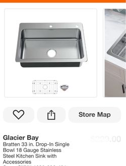 Glacier Bay Bratten 33in. Drop-in Kitchen Sink