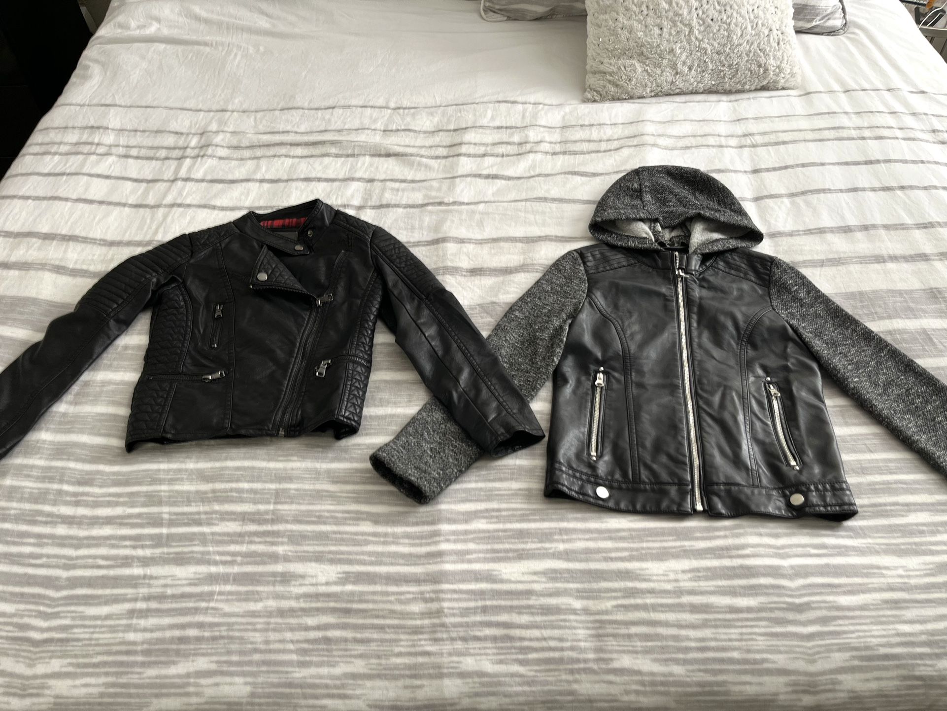 2 NEW GIRLS SIZE 7/8 FAUX LEATHER JACKETS 