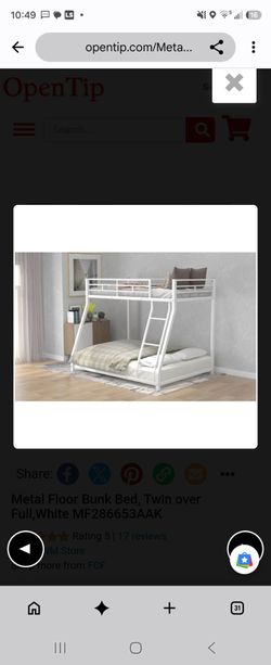 White Metal Twin over Full Bunk Bed