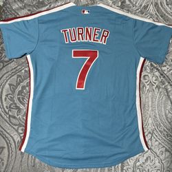 Trea Turner Jersey Baby Blue Large Philadelphia Phillies 7