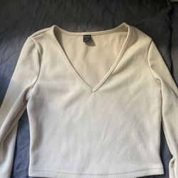 Beige Long Sleeve Crop Top (SHEIN) 