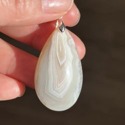 925 Silver Plated Botswana Agate Pendant 