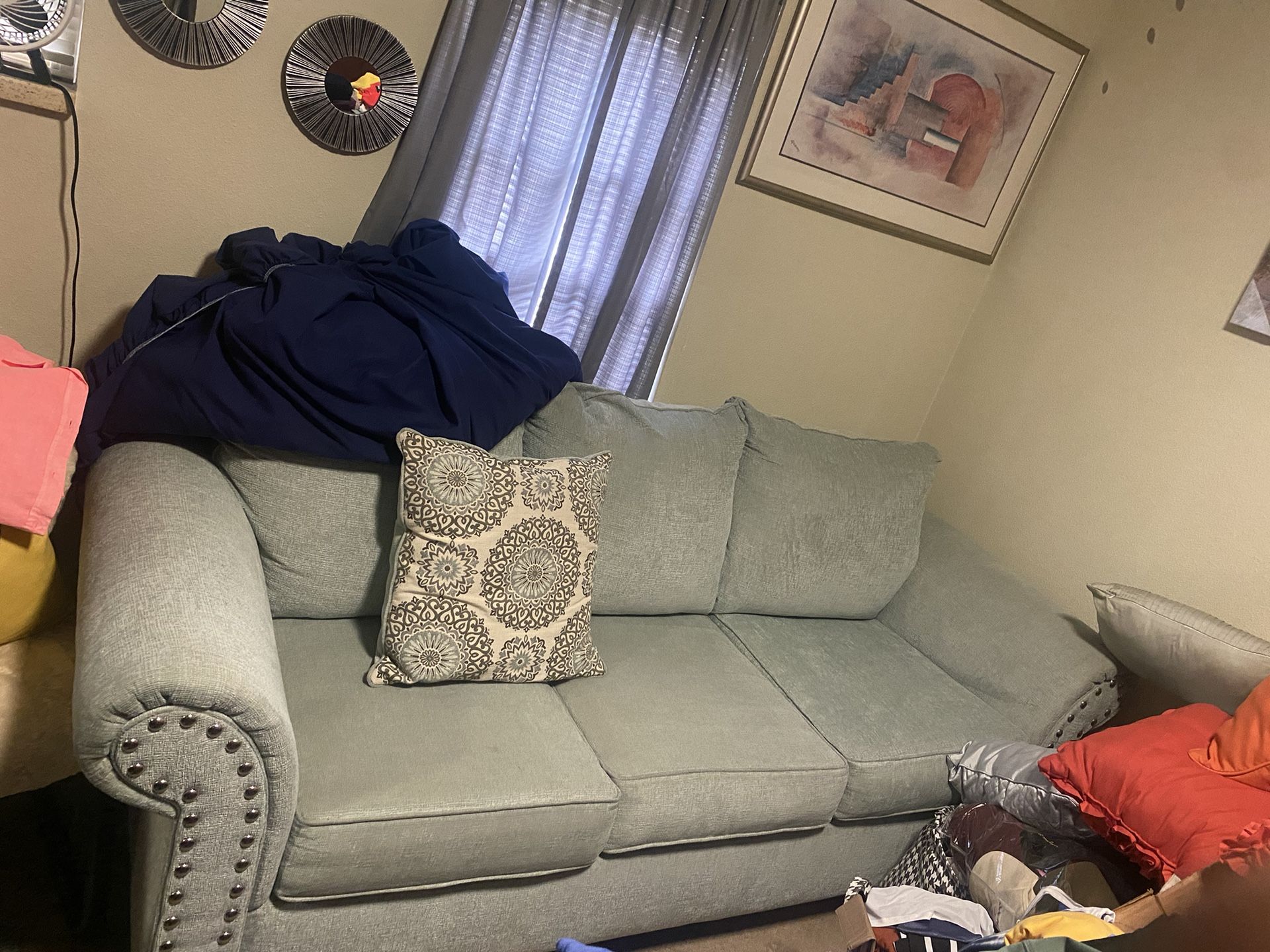 Light  Blue Couch And Chair Set
