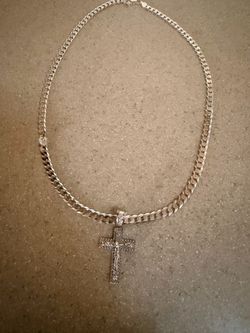 Silver chain Cuban style Italy 925 with a pendant Dm 925