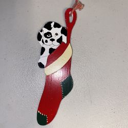 Vtg Christmas Wood Ornament dalmatian