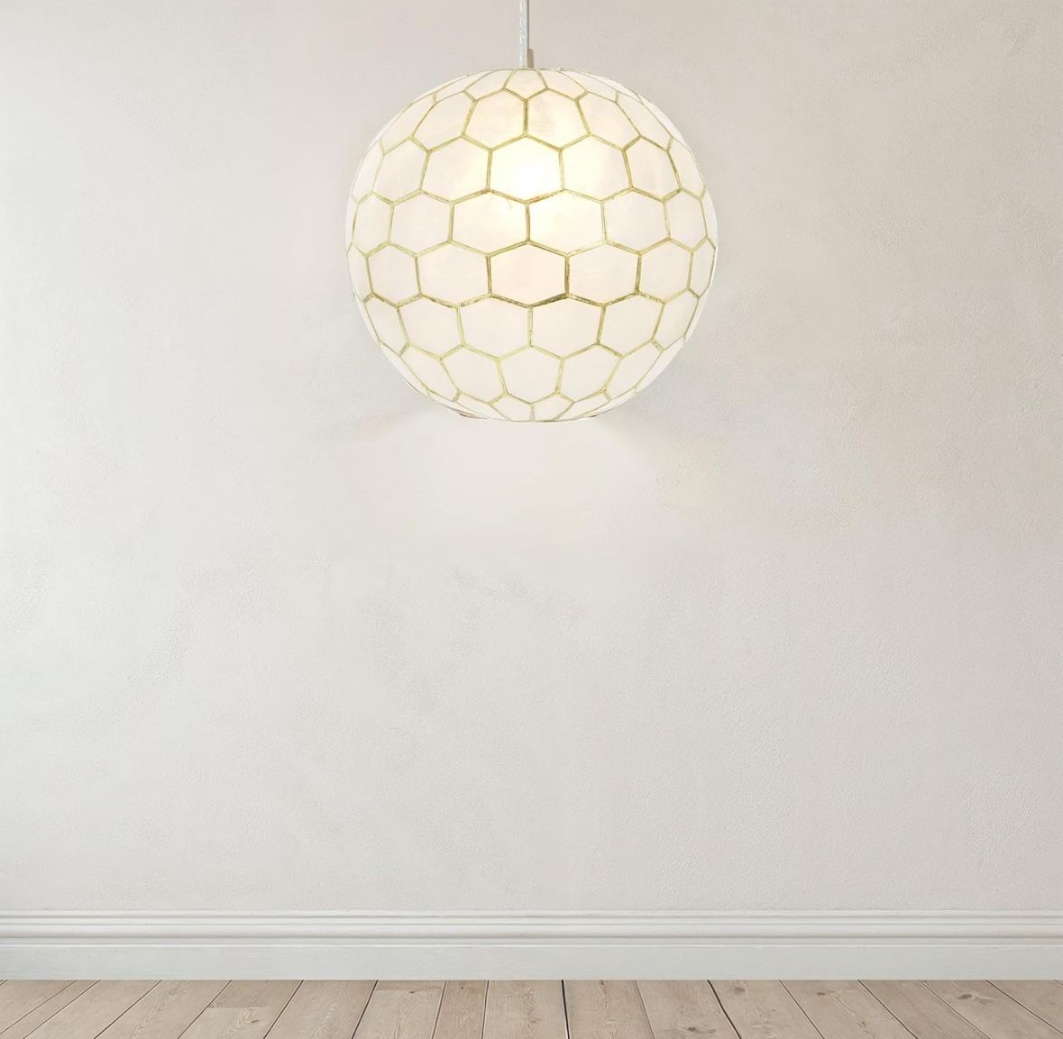 1 Light Antique Gold Globe Pendant 14 in