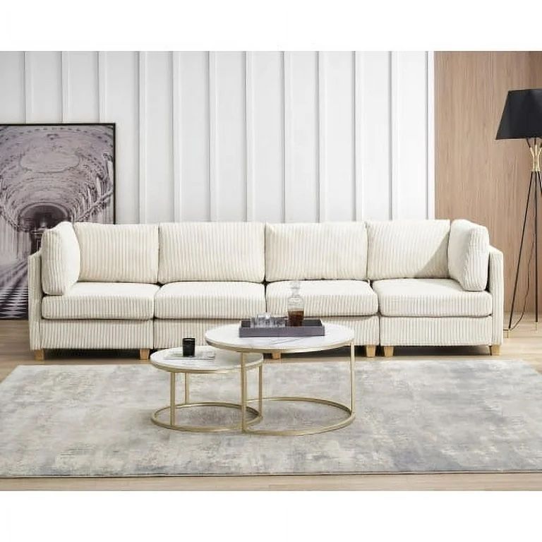 New in box Modern L-Shaped 4-Seat Sofa Couch Convertible Sectional Soft Fabric Upholstered sofa