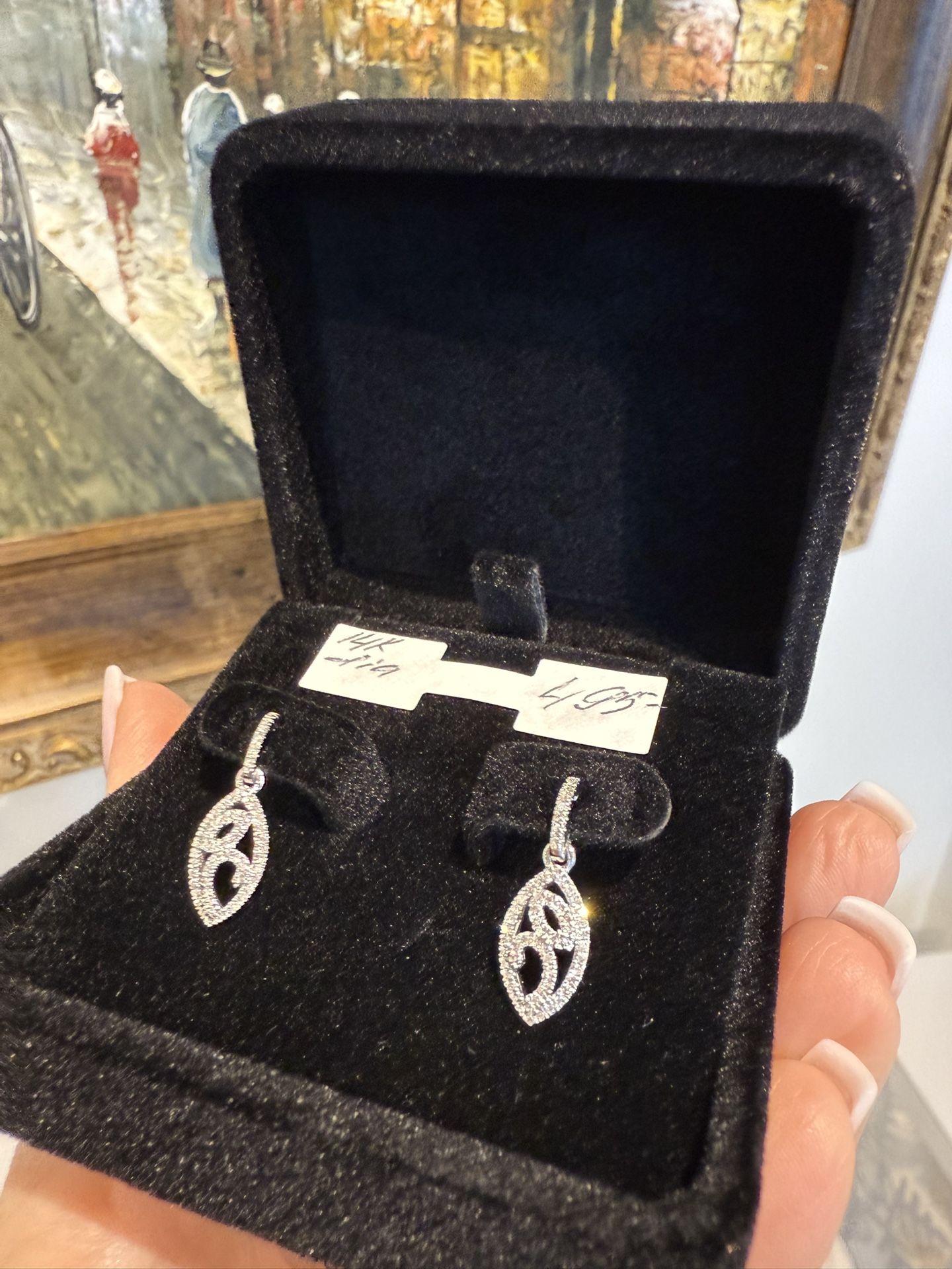 π 14K White Gold Natural Diamonds Beautiful Earrings perfect Gift For Holidays